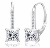 Moissanite Princess Leverback Dangle Earrings