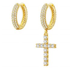Moissanite Cross Huggie Earrings